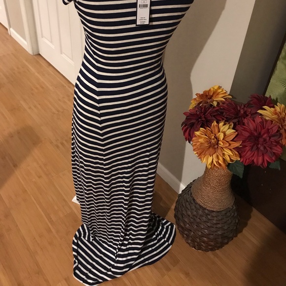 BCBG Max Azria Navy Blue & White Stripes Dress - Picture 3 of 8
